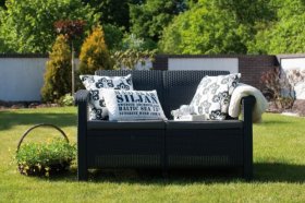 Диван пластиковый Корфу (Corfu love seat) графит в Полевском - polevskoy.ok-mebel.com | фото 5