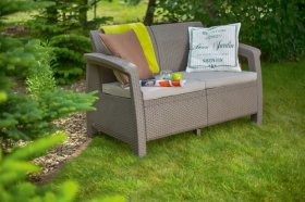 Диван пластиковый Корфу (Corfu love seat) капучино - песок в Полевском - polevskoy.ok-mebel.com | фото 2