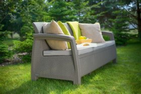 Диван пластиковый Корфу Макс (Corfu love seat max) капучино - песок в Полевском - polevskoy.ok-mebel.com | фото 3