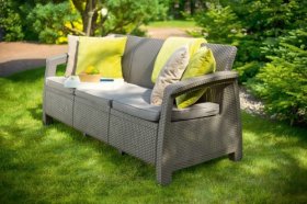 Диван пластиковый Корфу Макс (Corfu love seat max) капучино - песок в Полевском - polevskoy.ok-mebel.com | фото 4