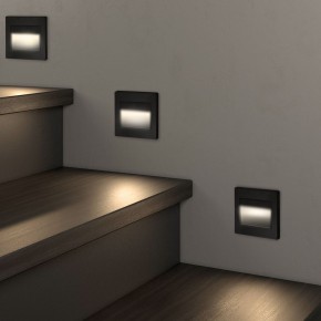 DK3050-BK Светильник встраиваемый в стену, IP 20, LED 3000, 1 Вт, черный пластик в Полевском - polevskoy.ok-mebel.com | фото 3