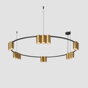 DK4067-BK+SG Подвесной светильник ORBIT, IP20, 15xGU10 LED, до 15 Вт, черный + сатинированное золото, алюминий в Полевском - polevskoy.ok-mebel.com | фото