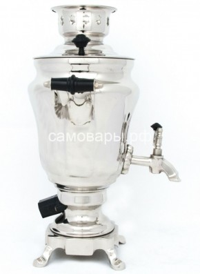 Электрический самовар из латуни никелированный на 1,5 литра форма "Тюльпан" с защитой от выкипания в Полевском - polevskoy.ok-mebel.com | фото 3