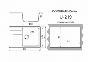 Каменная мойка ULSTONE U-219 (755х505) в Полевском - polevskoy.ok-mebel.com | фото 2