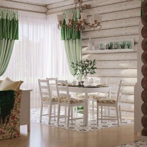 Комлект Вествик обеденный стол и четыре стула, массив сосны, цвет белый в Полевском - polevskoy.ok-mebel.com | фото 1