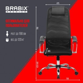 Кресло BRABIX PREMIUM "Ultimate EX-800" хром, плотная двойная сетка Х2, черное, 532911 в Полевском - polevskoy.ok-mebel.com | фото 6