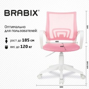 Кресло BRABIX "Fly MG-396W", с подлокотниками, пластик белый, сетка, розовое, 533008 в Полевском - polevskoy.ok-mebel.com | фото 5