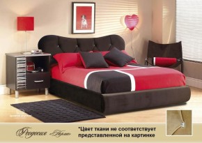 Кровать 1400 Феодосия со стразами в к/з "Классик 307 коричневый" серия Норма (+основание на опорах) в Полевском - polevskoy.ok-mebel.com | фото