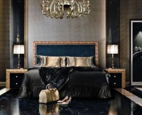 Кровать 2-х спальная (1,8 м) Тиффани Premium черная/золото с мягким элементом (Антрацит) с подъемным механизмом (ТФКР180-3[3](П) в Полевском - polevskoy.ok-mebel.com | фото 2