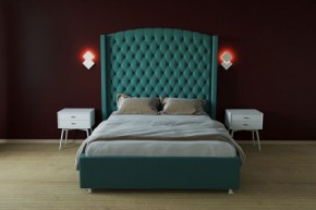 Кровать Берлин ЛЮКС с ПМ 1200 (велюр бирюзовый) в Полевском - polevskoy.ok-mebel.com | фото 2