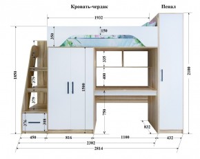 Кровать-чердак Тея (*Без Пенала) в Полевском - polevskoy.ok-mebel.com | фото 2