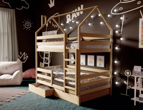 Кровать-домик двухъярусная 80*190 без покраски в Полевском - polevskoy.ok-mebel.com | фото