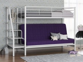 Кровать двухъярусная с диваном "Мадлен-3" (Белый/Фиолетовы) в Полевском - polevskoy.ok-mebel.com | фото 1