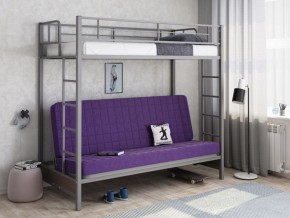 Кровать двухъярусная с диваном "Мадлен" (Серый/Фиолетовый) в Полевском - polevskoy.ok-mebel.com | фото