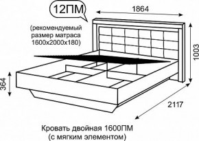 Кровать двуспальная 1.6 с ПМ Люмен 12 в Полевском - polevskoy.ok-mebel.com | фото 1