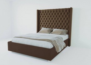 Кровать Версаль ЛЮКС с ПМ 1200 (экокожа коричневая) в Полевском - polevskoy.ok-mebel.com | фото