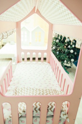 Кровать-домик без ящика 800*1600 (Розовый) в Полевском - polevskoy.ok-mebel.com | фото 3