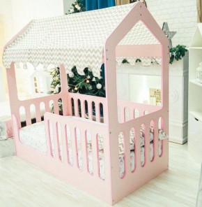 Кровать-домик без ящика 800*1600 (Розовый) в Полевском - polevskoy.ok-mebel.com | фото