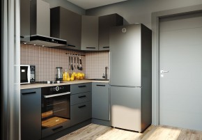 Кухня угловая Антрацит 2200х1000 (Стол. 38мм) в Полевском - polevskoy.ok-mebel.com | фото