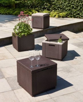 Пуфик Куб с подушкой (Cube with cushion) коричневый - серо-бежевый* в Полевском - polevskoy.ok-mebel.com | фото 3