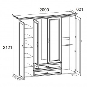 Шкаф 4D2S Z, TIFFANY, цвет вудлайн кремовый в Полевском - polevskoy.ok-mebel.com | фото