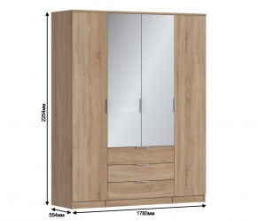 Шкаф 4х дверный с зеркалами Николь СБ-2595/1 (Дуб Сонома) в Полевском - polevskoy.ok-mebel.com | фото 3