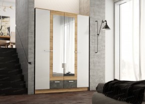 Шкаф Адель 1600 (дуб вотан/белый глянец) в Полевском - polevskoy.ok-mebel.com | фото