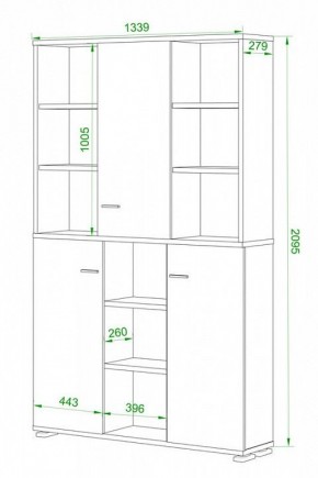 Шкаф книжный Домино ПУ-40-3 в Полевском - polevskoy.ok-mebel.com | фото 2