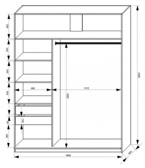 Шкаф-купе 1800 серии SOFT D1+D3+B2+PL1 (2 ящика+1штанга) профиль «Графит» в Полевском - polevskoy.ok-mebel.com | фото 3