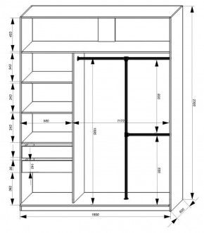 Шкаф-купе 1800 серии SOFT D8+D2+B2+PL4 (2 ящика+F обр.штанга) профиль «Графит» в Полевском - polevskoy.ok-mebel.com | фото 3