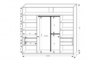 Шкаф-купе 2150 серии NEW CLASSIC K4+K4+K4+B22+PL4(по 2 ящика лев/прав+F обр.штанга) профиль «Капучино» в Полевском - polevskoy.ok-mebel.com | фото 3