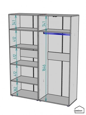Шкаф Linnea MHR-4-1 2050х1600х510 (Графит-М 11.1.25) в Полевском - polevskoy.ok-mebel.com | фото 3