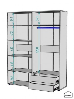 Шкаф Linnea MHR-4-2 2050х1600х510 (Графит-М 11.1.25) в Полевском - polevskoy.ok-mebel.com | фото 3