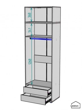 Шкаф с антресолью Linnea MHR-2A-3 2450х800х510 (Графит-М 11.1.25) в Полевском - polevskoy.ok-mebel.com | фото 3