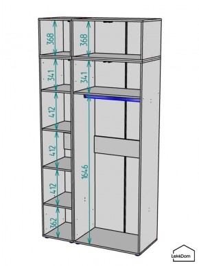 Шкаф с антресолью Linnea MHR-3A-1 2450х1200х510 (Графит-М 11.1.25) в Полевском - polevskoy.ok-mebel.com | фото 3