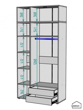 Шкаф с антресолью Linnea MHR-3POA-2 2450х1200х510 (Белый-М 11.1.1) в Полевском - polevskoy.ok-mebel.com | фото 3