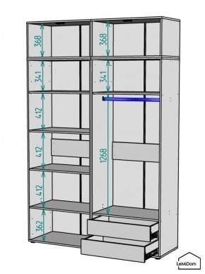 Шкаф с антресолью Linnea MHR-4POA-2 2450х1600х510 (Белый-М 11.1.1) в Полевском - polevskoy.ok-mebel.com | фото 3