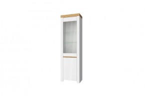 Шкаф с витриной  1V1D, TAURUS, цвет белый/дуб вотан в Полевском - polevskoy.ok-mebel.com | фото 1
