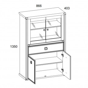 Шкаф с витриной 2V2D1SL, MAGELLAN, цвет Сосна винтаж в Полевском - polevskoy.ok-mebel.com | фото 3