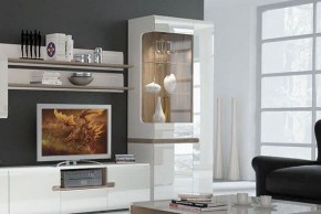 Шкаф с витриной 3D/TYP 01L, LINATE ,цвет белый/сонома трюфель в Полевском - polevskoy.ok-mebel.com | фото 6
