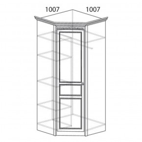 Шкаф угловой №183 "Лючия" Фасад зеркало (Угол 1007*1007) Дуб оксфорд в Полевском - polevskoy.ok-mebel.com | фото 2