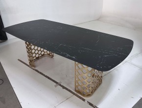Стол CHIAVARI 220 KL-116 Черный мрамор матовый, итальянская керамика / бронзовый, ®DISAUR в Полевском - polevskoy.ok-mebel.com | фото 6