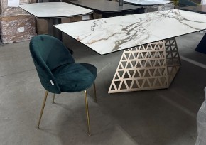 Стол ENNA 220 KL-188 Контрастный мрамор матовый, итальянская керамика/ каркас цвета шампань, ®DISAUR в Полевском - polevskoy.ok-mebel.com | фото 8