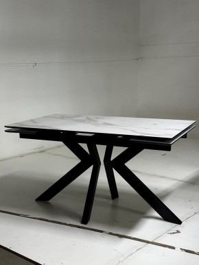 Стол Кентукки 3 140 БЕЛЫЙ МРАМОР, стекло / ЧЕРНЫЙ, М-City в Полевском - polevskoy.ok-mebel.com | фото 3