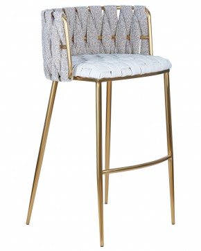 Стул барный DOBRIN EMMA GOLD, белый PU (T-01), белая ткань (F-49) в Полевском - polevskoy.ok-mebel.com | фото 2