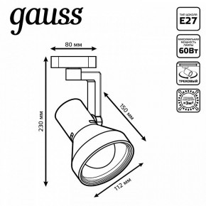 Светильник на штанге Gauss Track Light TR005 в Полевском - polevskoy.ok-mebel.com | фото 6
