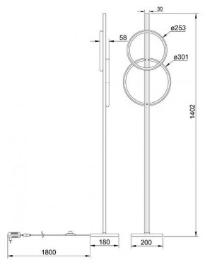 Торшер Arte Lamp Fluido A3913PN-24BK в Полевском - polevskoy.ok-mebel.com | фото 2