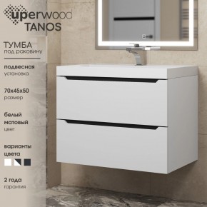 Тумба под раковину Uperwood Tanos 70 см, подвесная, белая/графит в Полевском - polevskoy.ok-mebel.com | фото 3