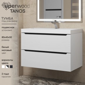 Тумба под раковину Uperwood Tanos 80 см, подвесная, белая/графит в Полевском - polevskoy.ok-mebel.com | фото 3