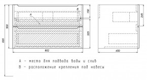 Тумба под раковину Uperwood Tanos 80 см, подвесная, белая/графит в Полевском - polevskoy.ok-mebel.com | фото 7